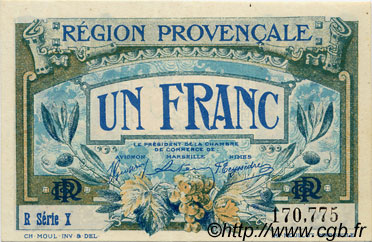 1 Franc FRANCE regionalism and miscellaneous Alais, Arles, Avignon, Gap, Marseille, Nîmes, Toulon 1918 JP.102.08 AU+