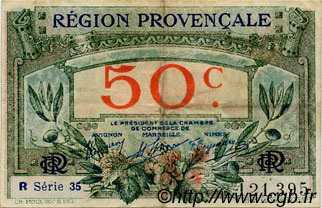 50 Centimes FRANCE Regionalismus und verschiedenen Alais, Arles, Avignon, Gap, Marseille, Nîmes, Toulon 1918 JP.102.13 S