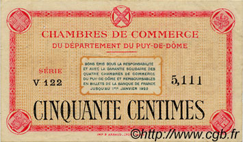 50 Centimes FRANCE régionalisme et divers Puy-De-Dôme 1918 JP.103.01 TTB à SUP