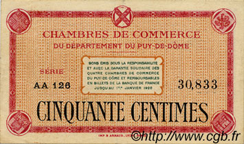 50 Centimes FRANCE regionalism and miscellaneous Puy-De-Dôme 1918 JP.103.03 VF - XF