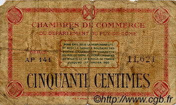50 Centimes FRANCE régionalisme et divers Puy-De-Dôme 1918 JP.103.03 TB