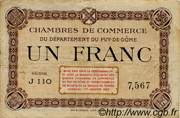 1 Franc FRANCE régionalisme et divers Puy-De-Dôme 1918 JP.103.16 TB