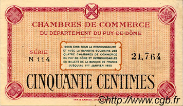 50 Centimes FRANCE régionalisme et divers Puy-De-Dôme 1918 JP.103.18 TTB à SUP