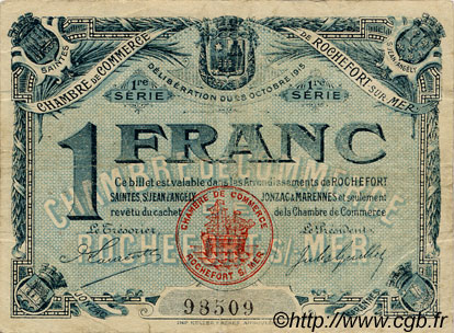 1 Franc FRANCE régionalisme et divers Rochefort-Sur-Mer 1915 JP.107.04 TB