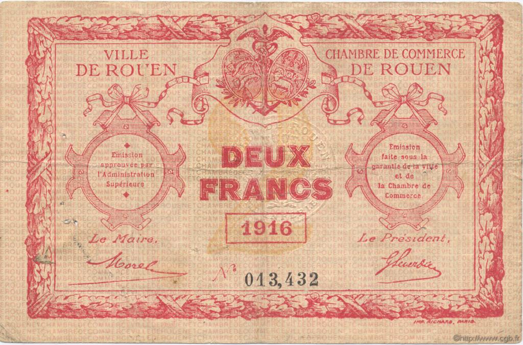 2 Francs FRANCE regionalism and various Rouen 1916 JP.110.25 F