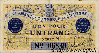 1 Franc FRANCE Regionalismus und verschiedenen Saint-Étienne 1914 JP.114.01 SS to VZ