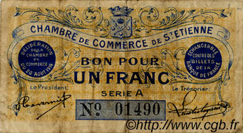 1 Franc FRANCE régionalisme et divers Saint-Étienne 1914 JP.114.01 TB