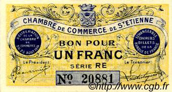 1 Franc FRANCE regionalism and miscellaneous Saint-Étienne 1914 JP.114.04 AU+