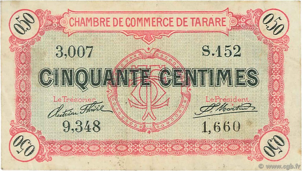 50 Centimes FRANCE Regionalismus und verschiedenen Tarare 1916 JP.119.16 S