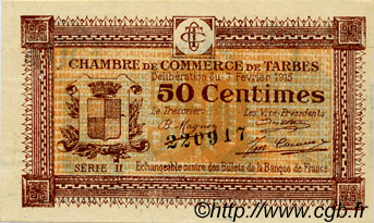 50 Centimes FRANCE regionalismo e varie Tarbes 1915 JP.120.08 BB to SPL