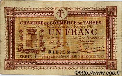 1 Franc FRANCE régionalisme et divers Tarbes 1915 JP.120.10 TB