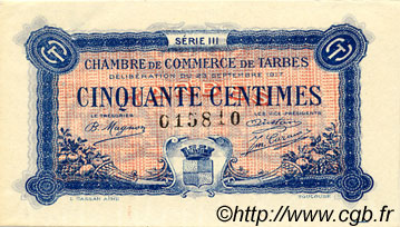 50 Centimes FRANCE regionalismo e varie Tarbes 1917 JP.120.12 BB to SPL
