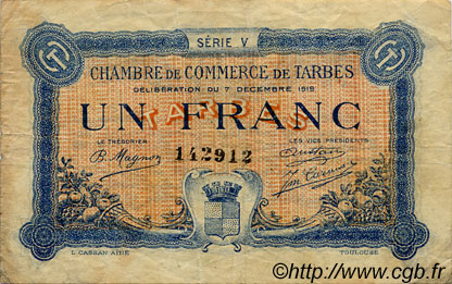 1 Franc FRANCE régionalisme et divers Tarbes 1919 JP.120.22 TB
