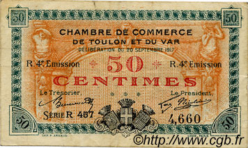 50 Centimes FRANCE régionalisme et divers Toulon 1917 JP.121.22 TB
