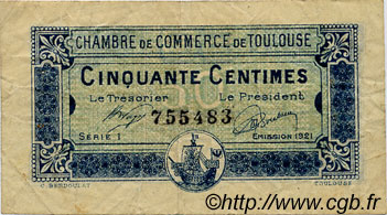 50 Centimes FRANCE regionalismo y varios Toulouse 1920 JP.122.39 BC