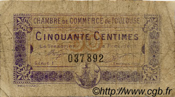 50 Centimes FRANCE Regionalismus und verschiedenen Toulouse 1922 JP.122.44 S
