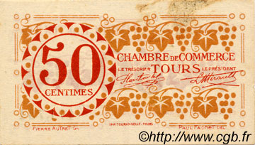 50 Centimes FRANCE regionalismo y varios Tours 1920 JP.123.06 MBC a EBC