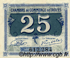 25 Centimes FRANCE regionalismo e varie Troyes 1918 JP.124.15 BB to SPL