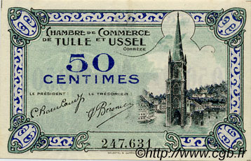 50 Centimes FRANCE regionalism and various Tulle et Ussel 1918 JP.126.01 AU+