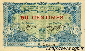 50 Centimes FRANCE regionalism and various Valence 1915 JP.127.02 VF - XF