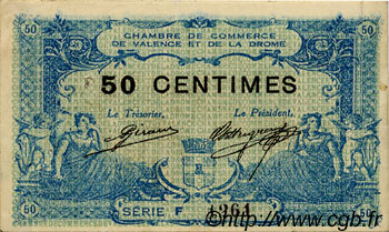 50 Centimes FRANCE regionalism and various Valence 1915 JP.127.05 VF - XF