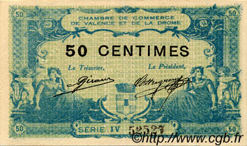50 Centimes FRANCE regionalism and miscellaneous Valence 1915 JP.127.06 VF - XF