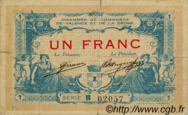 1 Franc FRANCE regionalism and various Valence 1915 JP.127.07 F
