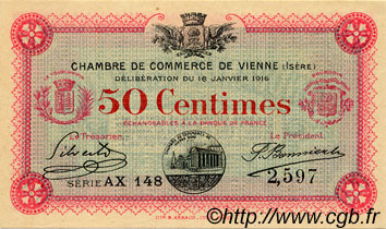 50 Centimes FRANCE regionalism and miscellaneous Vienne 1916 JP.128.11 AU+