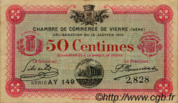 50 Centimes FRANCE regionalismo e varie Vienne 1916 JP.128.11 BB to SPL