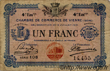 1 Franc FRANCE regionalismo y varios Vienne 1918 JP.128.23 BC