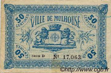 50 Centimes FRANCE Regionalismus und verschiedenen Mulhouse 1918 JP.132.01 S
