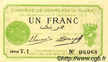 1 Franc FRANCE regionalism and various Alger 1914 JP.137.03 AU+