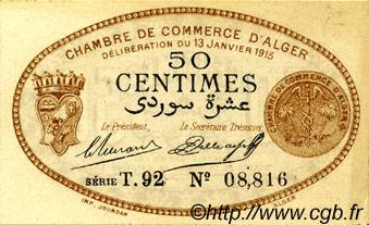 50 Centimes FRANCE regionalismo e varie Alger 1915 JP.137.09 BB to SPL