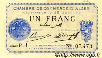 1 Franc FRANCE regionalism and miscellaneous Alger 1919 JP.137.12 AU+
