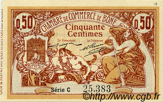 50 Centimes FRANCE regionalism and various Bône 1915 JP.138.01 AU+