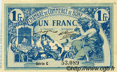 1 Franc FRANCE regionalismo y varios Bône 1915 JP.138.03 SC a FDC