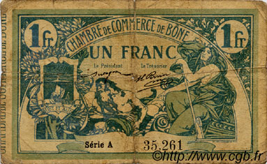1 Franc FRANCE Regionalismus und verschiedenen Bône 1915 JP.138.03 S