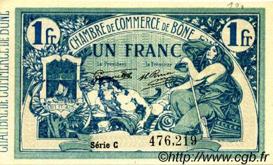1 Franc FRANCE regionalism and various Bône 1918 JP.138.07 AU+