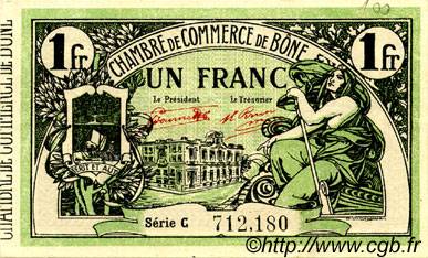 1 Franc FRANCE regionalismo y varios Bône 1921 JP.138.15 MBC a EBC