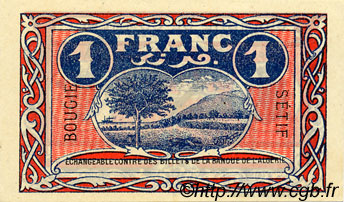 1 Franc Annulé FRANCE regionalism and miscellaneous Bougie, Sétif 1918 JP.139.07 AU+