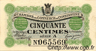 50 Centimes FRANCE Regionalismus und verschiedenen Constantine 1915 JP.140.01 fST to ST