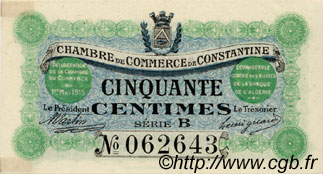50 Centimes FRANCE regionalism and various Constantine 1915 JP.140.03 VF - XF
