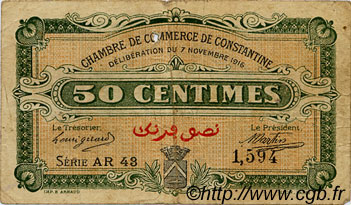 50 Centimes FRANCE regionalism and various Constantine 1916 JP.140.08 F