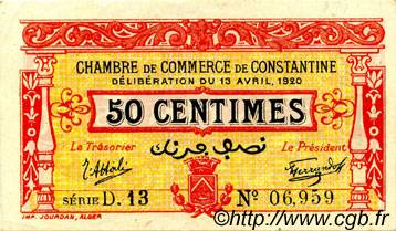 50 Centimes FRANCE regionalismo e varie Constantine 1920 JP.140.23 AU a FDC
