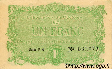 1 Franc FRANCE regionalismo y varios Constantine 1921 JP.140.34 SC a FDC