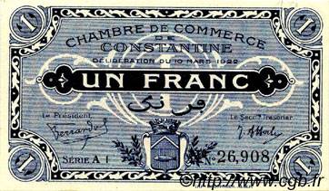 1 Franc FRANCE regionalism and various Constantine 1922 JP.140.37 AU+