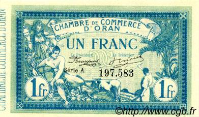 1 Franc FRANCE regionalismo e varie Oran 1915 JP.141.02 AU a FDC