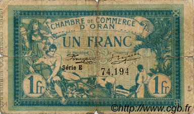 1 Franc FRANCE Regionalismus und verschiedenen Oran 1915 JP.141.02 S