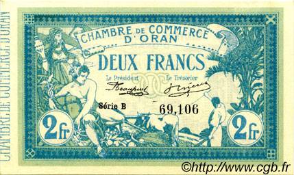 2 Francs FRANCE regionalismo e varie Oran 1915 JP.141.03 AU a FDC