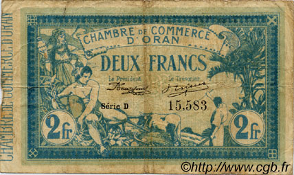 2 Francs FRANCE regionalismo y varios Oran 1915 JP.141.03 BC